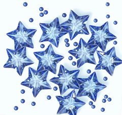 40 Floating x Large Crystal Blue Stars & Pearls-Fills 1 Gallon of Floating Gels for the Floating Effect-With Exclusive Measured Floating Gels Prep Bag-Option of 3 Submersible Fairy Lights Strings