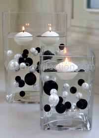 75 Floating Black Pearls Large Sizes- Fills 1 Gallon of the Floating Transparent Water Gels for Your Vases- Option 3 Submersible Fairy Lights Strings Hidable